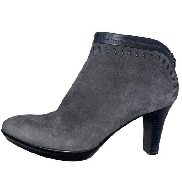 Aquatalia Ankle Boots Womens Soft Leather Suede Gray Booties Heel side zip SZ 7 - Picture 1 of 10